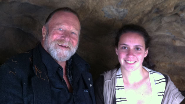 Actor Jack Thompson and work experience student Hannah Ranby