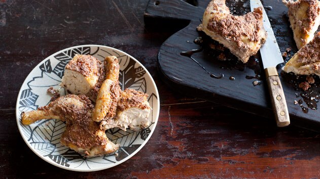 Olive-and-feta-crusted chicken