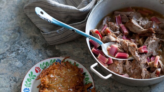 Pork with rhubarb, chilli and cider (varkens vlees met rabarber en chilli)